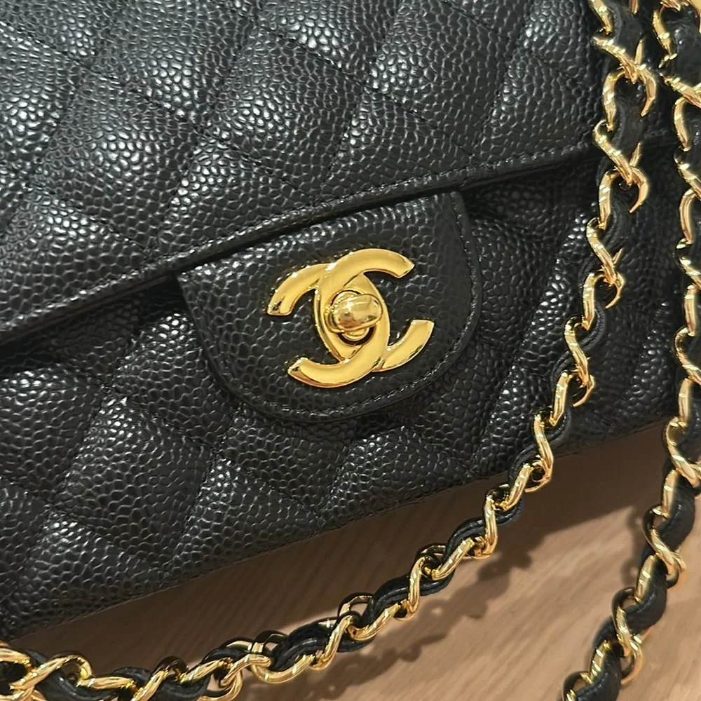 Classic Black Quilted Shoulder Bag with Gold Hardware - Picture 8 of 11